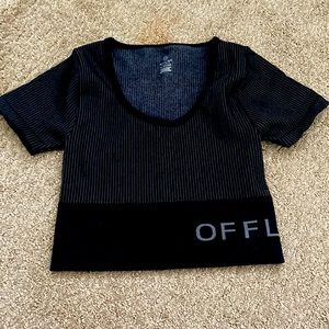 OFFLINE aerie cropped black tee